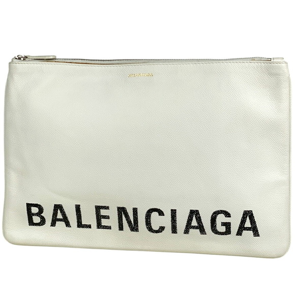 BALENCIAGA Clutch Bag Shoulder Bag White Leather - Picture 1 of 6